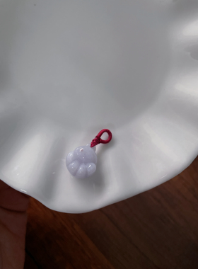 天然A货翡翠招财纳福浅浅粉紫小胖鼓猫爪爪锁骨挂件玉小吊坠配饰