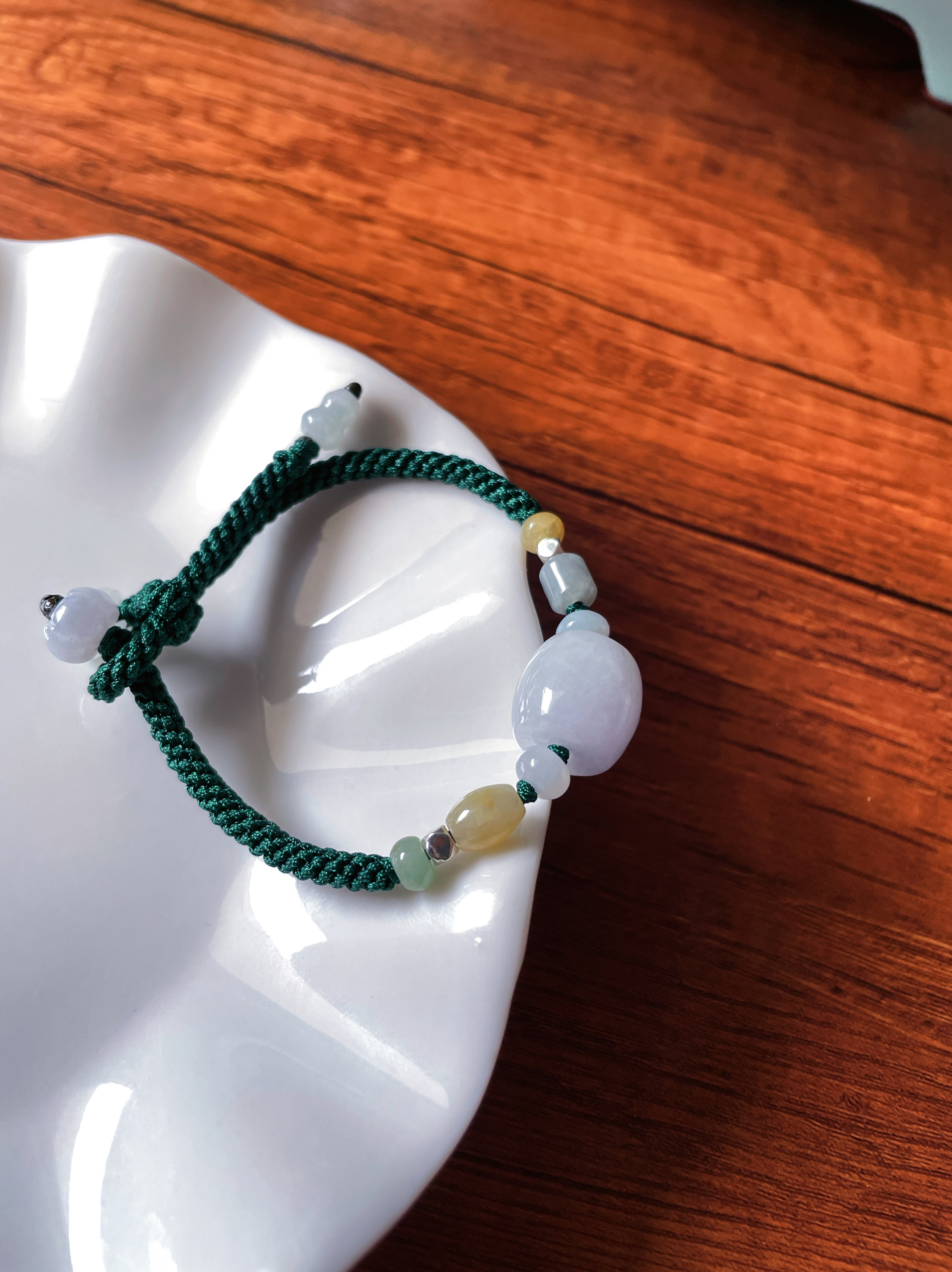 天然翡翠冰糯种路路通桶珠转好运珠手链招财平安扣珠编织手绳A货