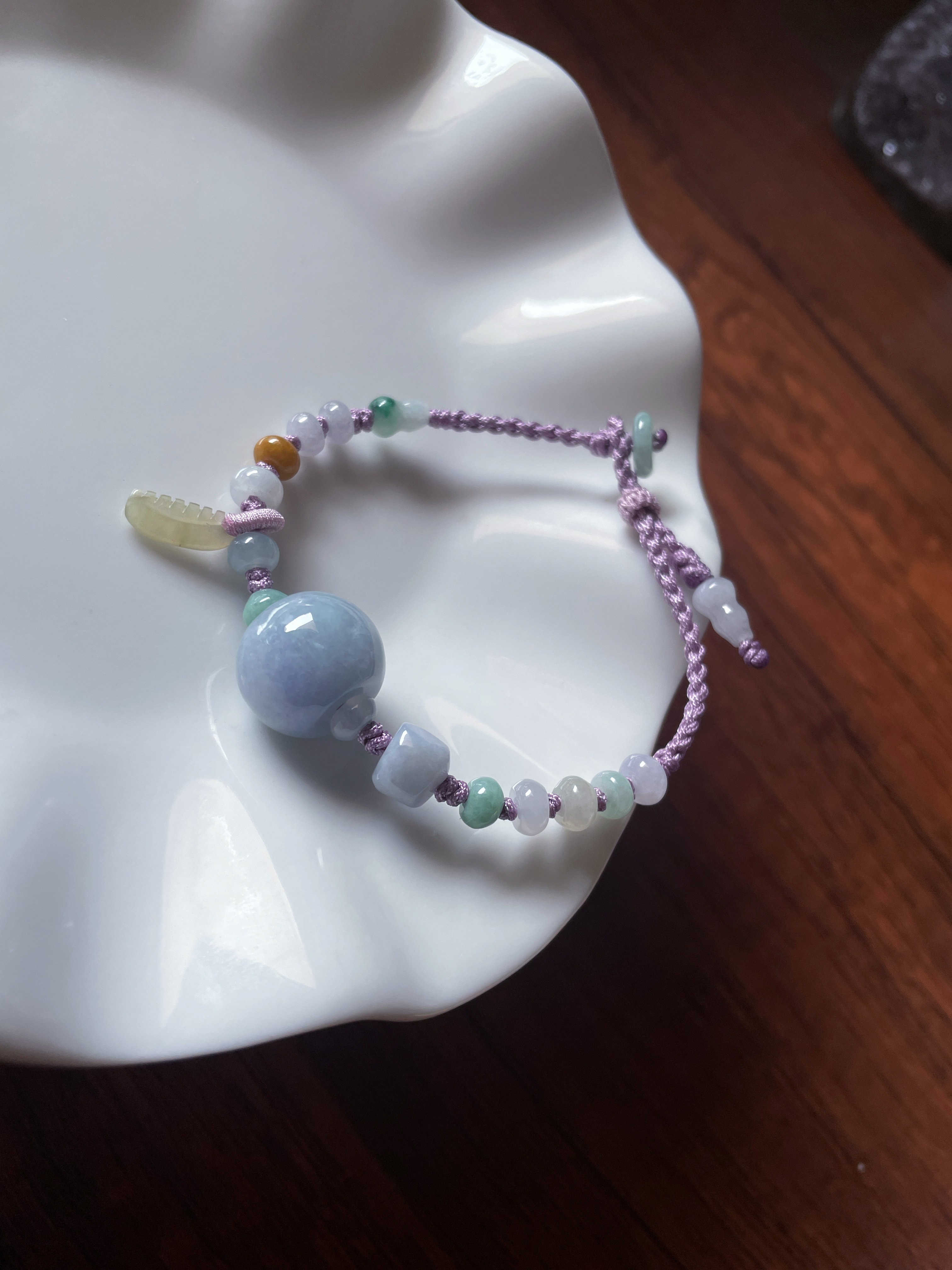 仙天然a货翡翠转好运春彩飘紫路路通一鸣惊人蝉福禄编织手绳手链