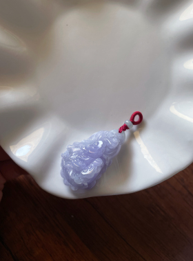 天然翡翠A货招财浅紫如意白菜遇百生财吊坠包包车挂件玉坠