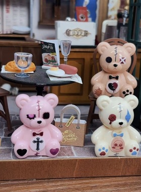 定制立体双面破碎熊卡通diy手工场景钥匙扣包挂树脂配件装饰摆件