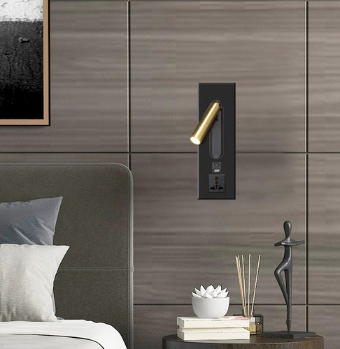 现代简约嵌入壁灯带插座 USB嵌入式灯酒店客房床头壁灯卧室阅读灯