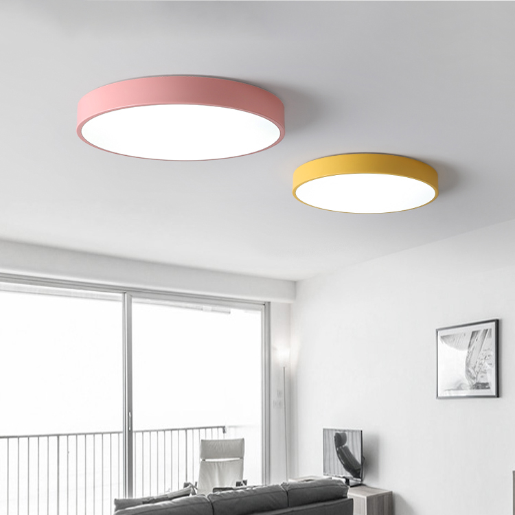 超薄圆形LED三色马卡龙吸顶灯