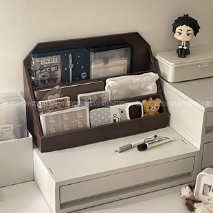 桌面木质笔记本收纳架手帐便签收纳册收纳置物架手机壳分类展示架