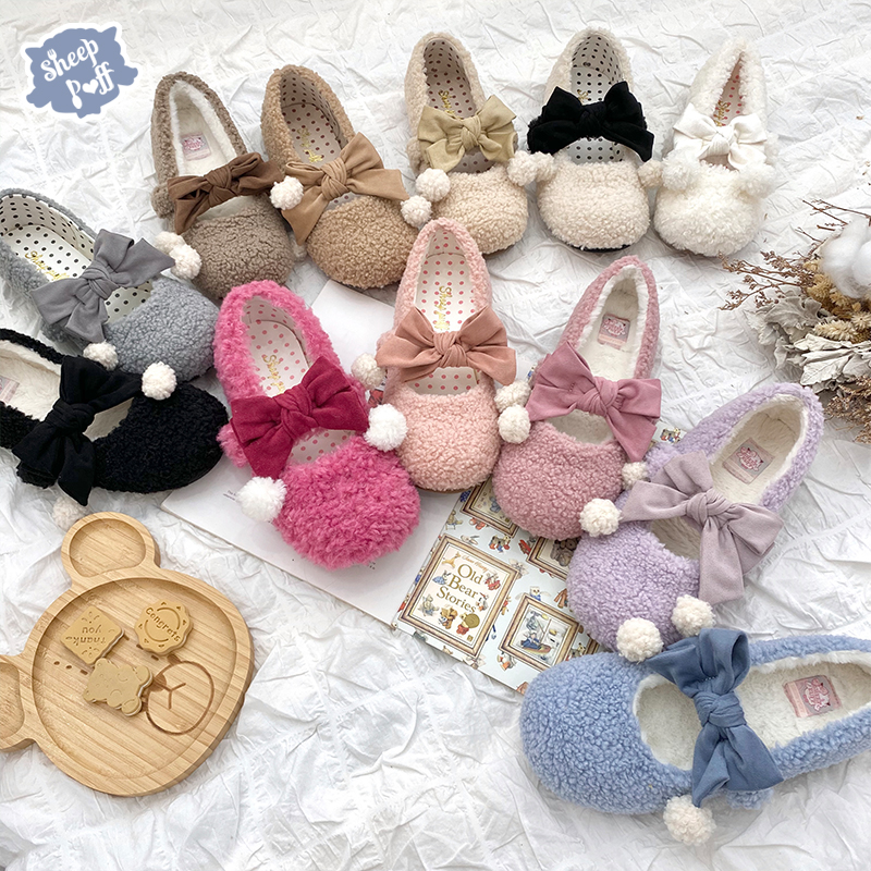 毛绒咩咩绵糖单鞋绵羊泡芙