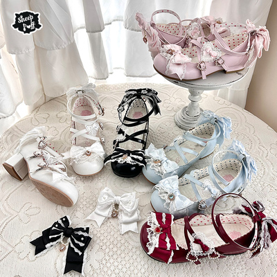 【定金五团】小恋曲 中低跟绵羊泡芙Lolita蝴蝶结鞋夹华丽单鞋