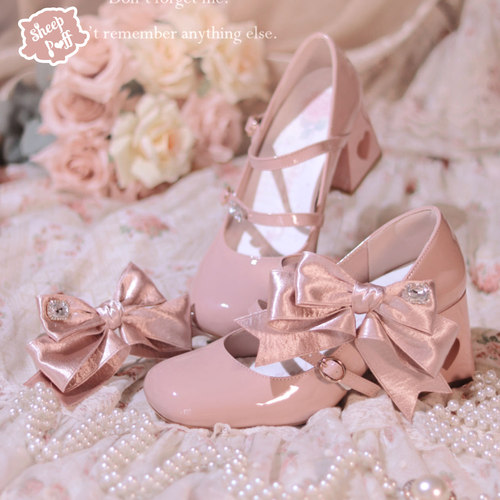 情人结蝴蝶结高跟鞋绵羊泡芙