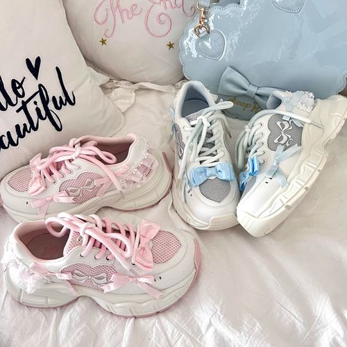 【收藏满600开定】心动泡芙 绵羊泡芙Lolita甜美蝴蝶结厚底运动鞋