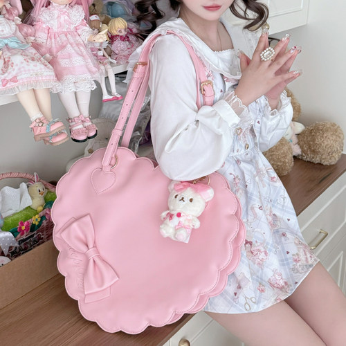 【收藏】花边爱心托特包lolita日常可爱通勤大容量单肩包