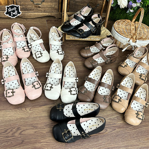 【定金】绵羊卷卷中低跟 绵羊泡芙Lolita复古百搭优雅画框单鞋