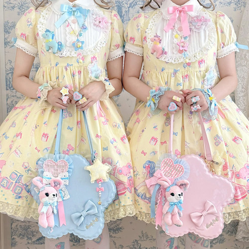 【现货】饼干星星包原创lolita可爱甜娘花边蝴蝶结斜跨手提包