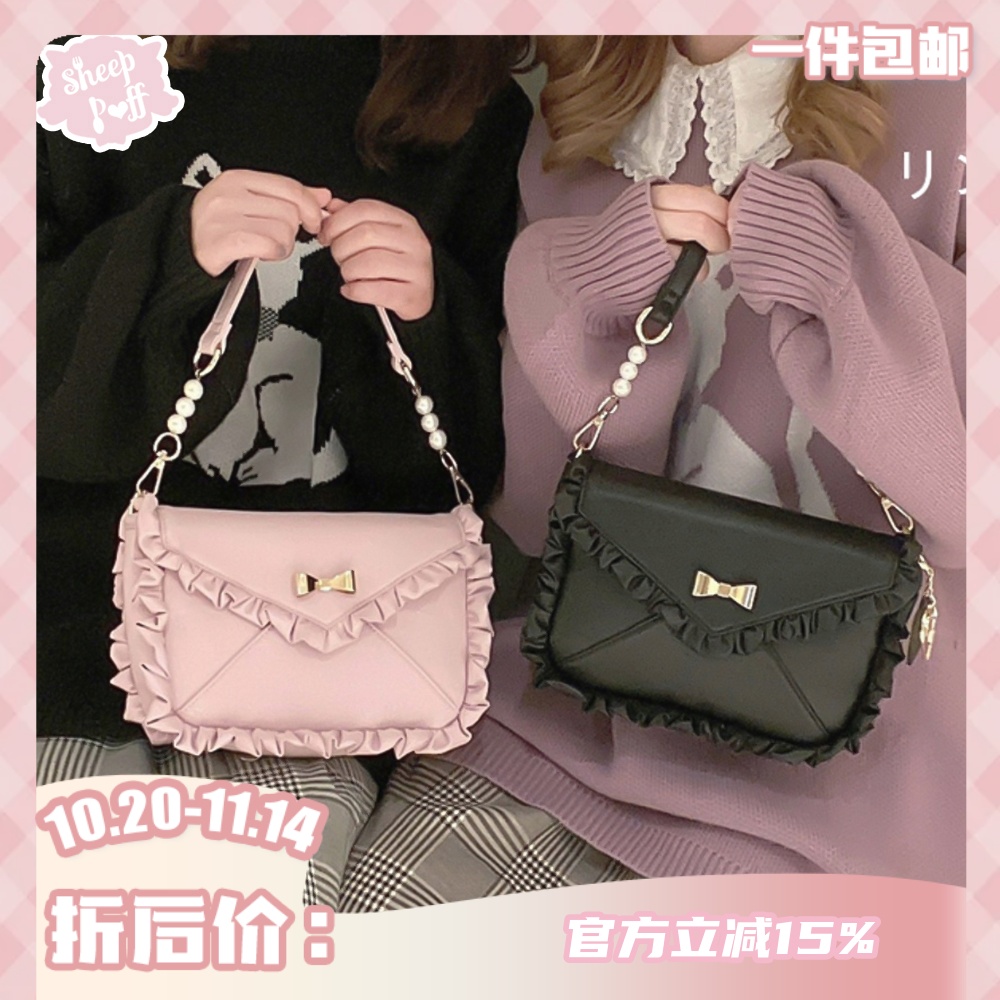 现货告白咕咕原创蝴蝶结纯色女包