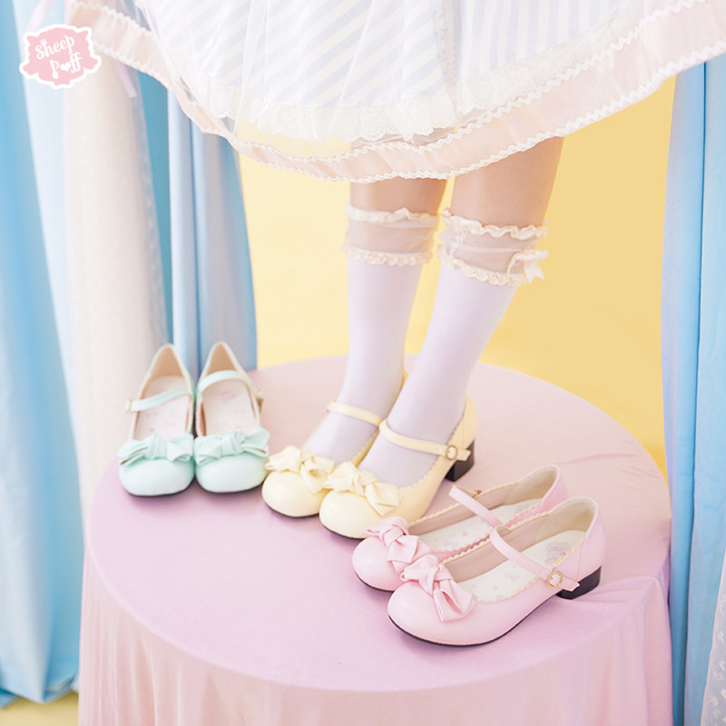 【现货】有点圆马卡龙 绵羊泡芙lolita少女圆头蝴蝶结原创单鞋,女鞋,浅口单鞋,淘宝优惠券,粉丝福利购,淘宝优惠卷