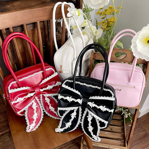 【现货】复古小方绵羊泡芙原创lolita包蕾丝手提包古早lo包蝴蝶结