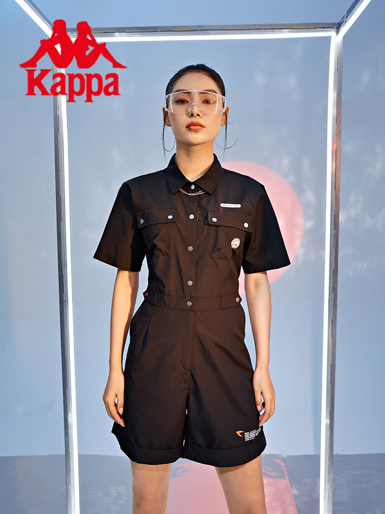KAPPA KAPPA MARS 점프수트 여성 원피스 여름 스포츠 반팔 셔츠 솔리드 컬러 캐주얼 반바지