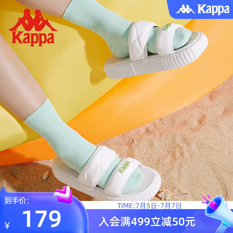 Kappa卡帕拖鞋2023新款女户外运动凉鞋一字带沙滩鞋凉鞋厚底托鞋