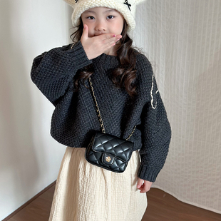 儿童包包新款 小香风菱格女童斜挎包洋气公主配饰包宝宝零钱包 时尚