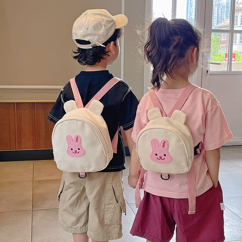 卡通幼儿园书包可爱兔子双肩包休闲帆布男女宝宝外出小背包防走失