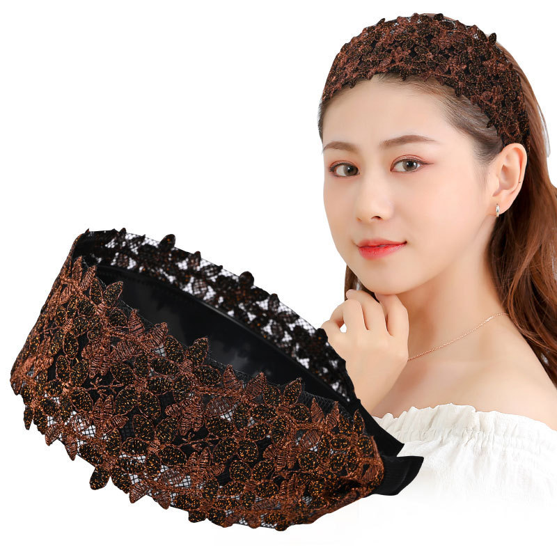 韩国宽边遮白发发箍蕾丝显脸小的发卡发饰民族风刺绣头箍发带头饰