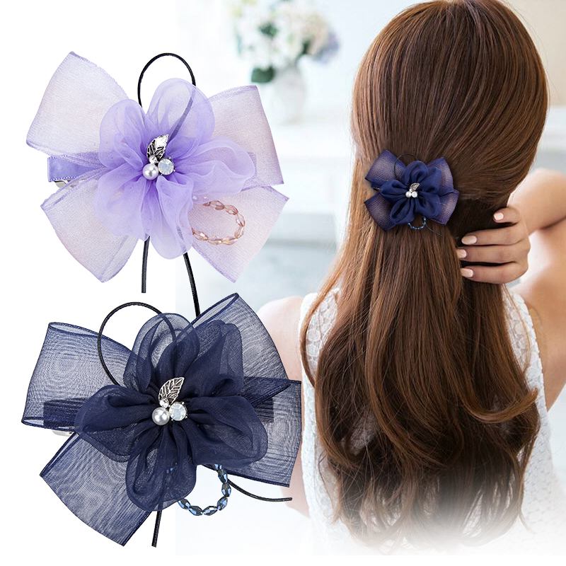 韩国发夹蝴蝶结花朵布艺头饰