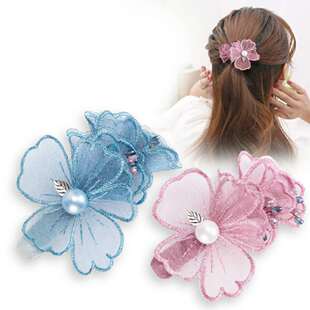 半扎发发夹头饰顶夹布艺花朵一字夹子韩国韩版成人时髦辣妈弹簧夹
