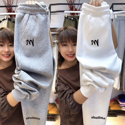 刺绣百搭新款纯棉卫裤束脚裤