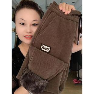 羊羔毛绒裤子女冬季新款高腰百搭加厚卫裤保暖显瘦百搭休闲萝卜裤