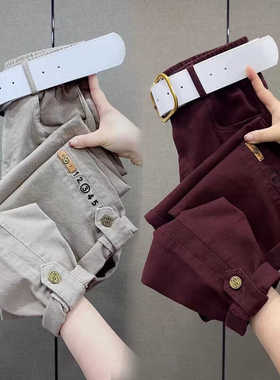 2026春秋季新款高腰牛仔裤女纯棉直筒裤宽松显瘦九分休闲哈伦裤子