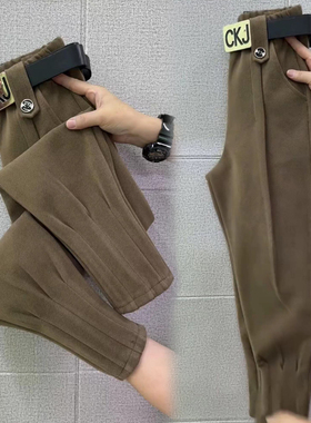 2025秋冬季新款哈伦裤加厚百搭高腰马丁裤女束脚显瘦休闲靴裤垮裤