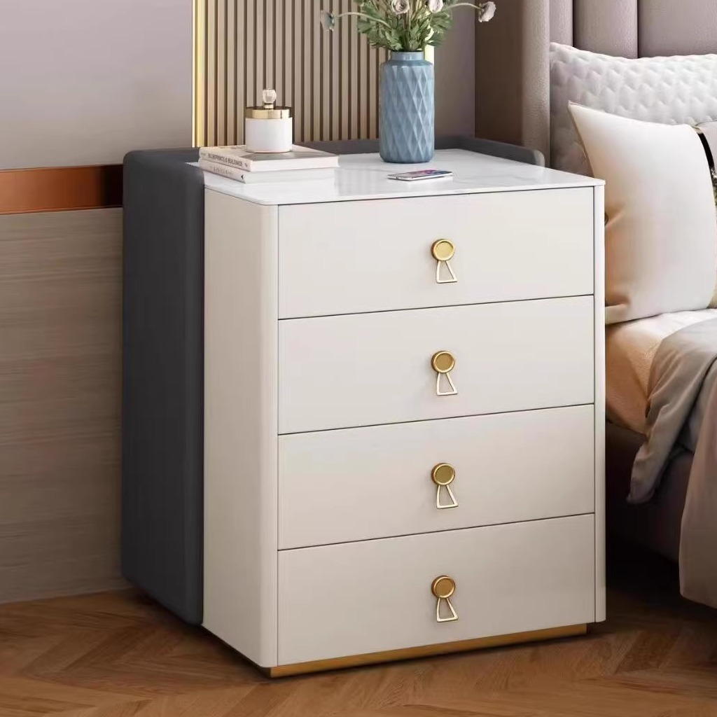 智能床头柜简约现代卧室家用全实木床边柜轻奢高级感多功能收纳柜