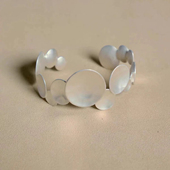 不规则圆片烧白开口手镯女小众设计高级感轻奢百搭可调节戒指套装