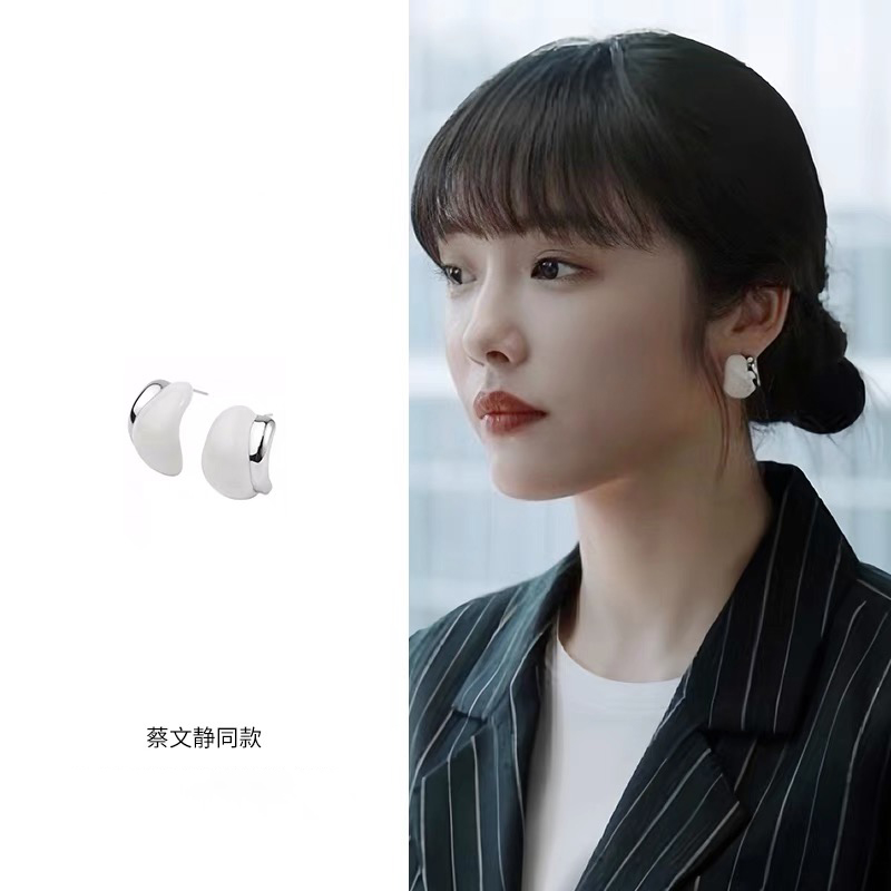 原创设计925银珐琅耳环女