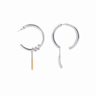 蔡文静周雨彤同款链条C型圆圈耳环女2026新款小众设计高级感耳钉