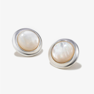 法式轻奢复古白贝母耳钉女小众设计高级感气质百搭S925银针耳环潮