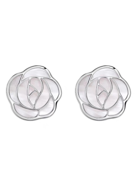 豆豆同款白贝母玫瑰耳钉女小众设计高级轻奢气质百搭S925银针耳钉