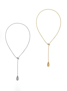 豆豆同款镂空水滴吊坠抽拉项链女