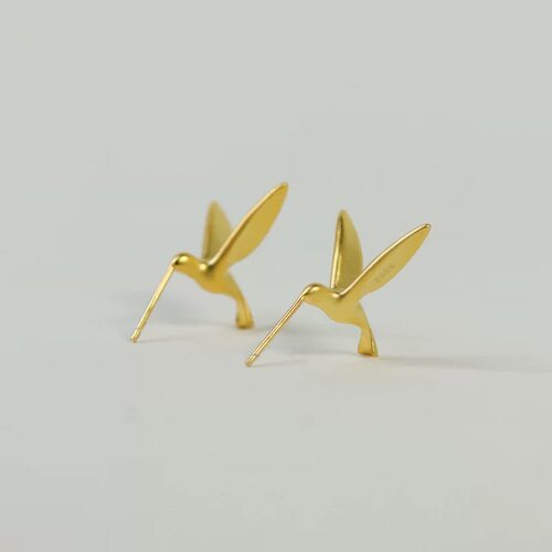 原创设计小鸟翅膀S925银针耳钉女