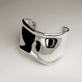 不规则宽边光面手镯女小众设计师夸张高级感轻奢气质百搭银色手环