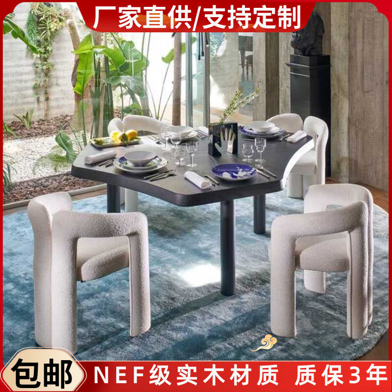 北欧烤漆实木餐桌家用多边形饭桌现代简约办公桌创意个性会议桌