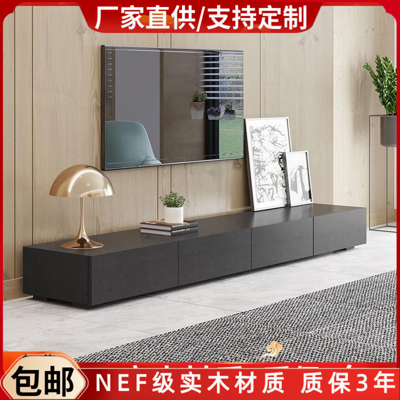 黑橡木电视柜钢琴烤漆客厅视听柜现代简约地柜组合定制