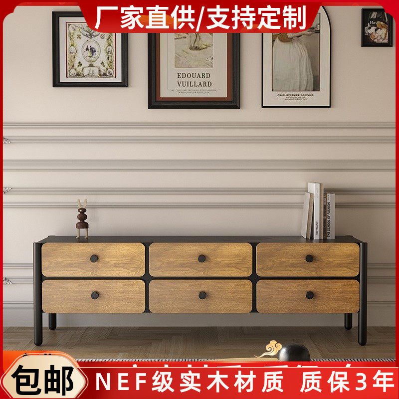 北欧烤漆电视柜实木客厅视听柜简约现代艺术地柜成人储物柜整装
