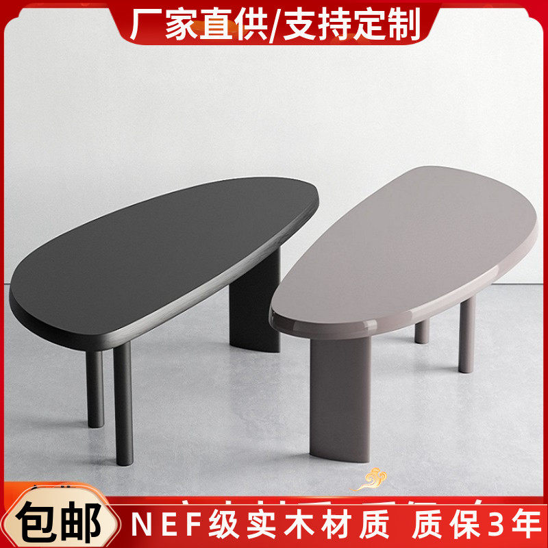 钢琴烤漆餐桌椭圆形饭桌创意个性书桌电脑桌多功能会议桌子定制