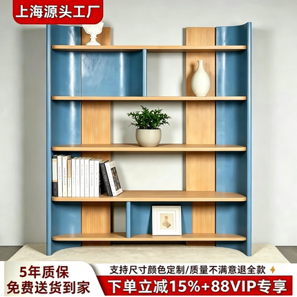 北欧钢琴烤漆书架置物架实木书柜现代简约隔断柜子落地格子柜包邮