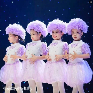 泡泡像云朵舞蹈服六一女童可爱儿童演出服装公主蓬蓬纱裙云朵道具