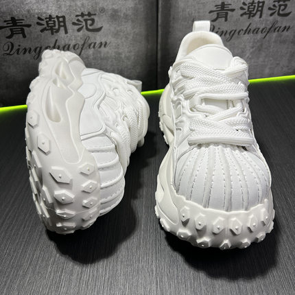2026秋季贝壳头老爹鞋男厚底增高小白鞋潮流宽鞋带运动休闲男鞋潮