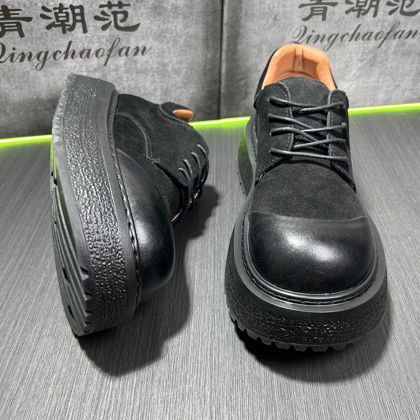 秋季男鞋英伦风真皮复古厚底增高马丁靴男黑色系带休闲皮鞋工装鞋