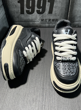 精神小伙男鞋秋冬款2025新款休闲鞋潮流增高厚底白色百搭男士板鞋