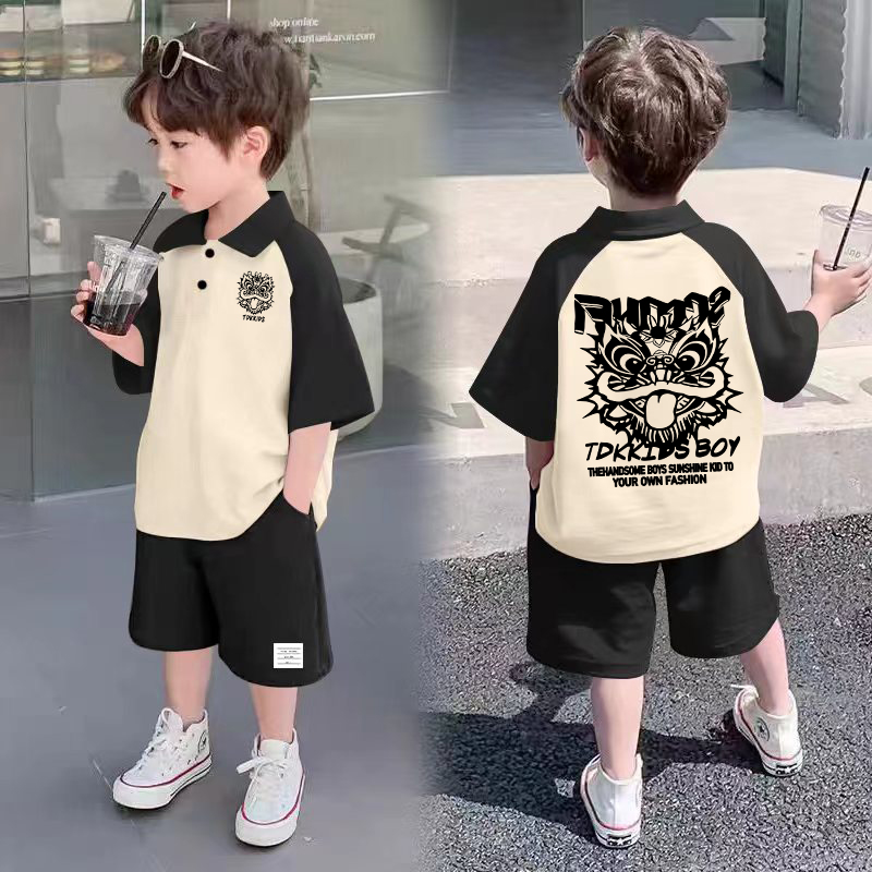 儿童夏季套装男童2024新款POLO衫两件套短袖短裤幼童男宝宝潮童装