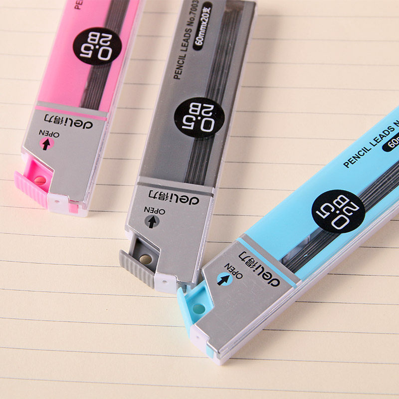 DELI 7003|7004 자동 연필 리필 2B 심 자동 연필심 0.5|0.7MM 깨지기 쉽지 않음