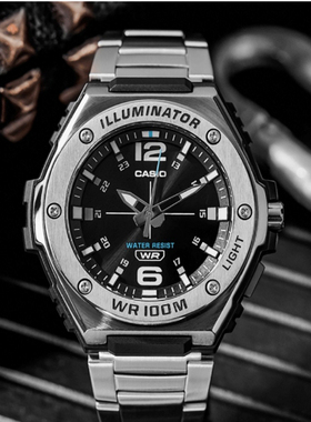 Casio 卡西欧YOUTH不锈钢表带钢铁之心黑色石英男表MWA-100HD-1A